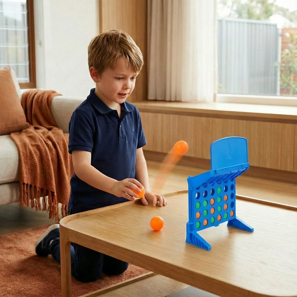Bouncing Ball Grid Game with Colored Balls and Carrying Case for 2 Players