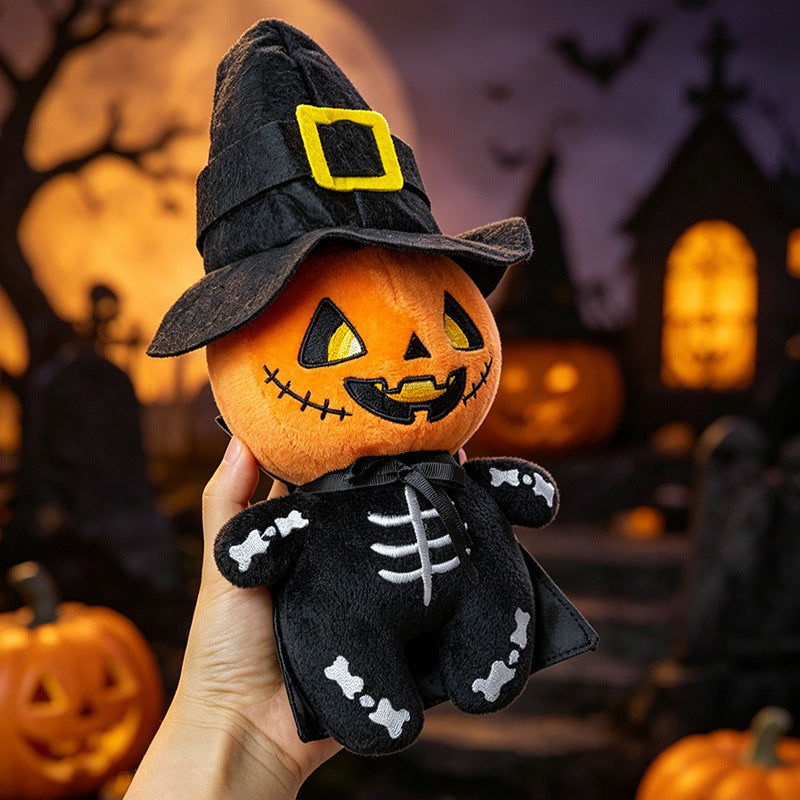 Soft Plush Halloween Characters with Embroidered Faces and Seasonal Designs