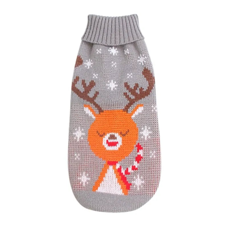 Large Dog Christmas Sweater with Striped Knit Pattern and Seasonal Design