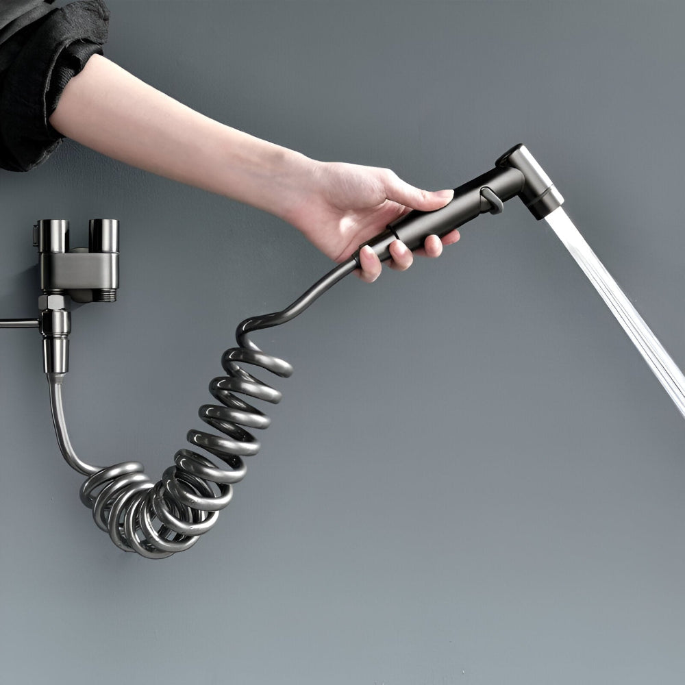 Wall Mounted Bidet Sprayer with Adjustable Pressure and Brass Body