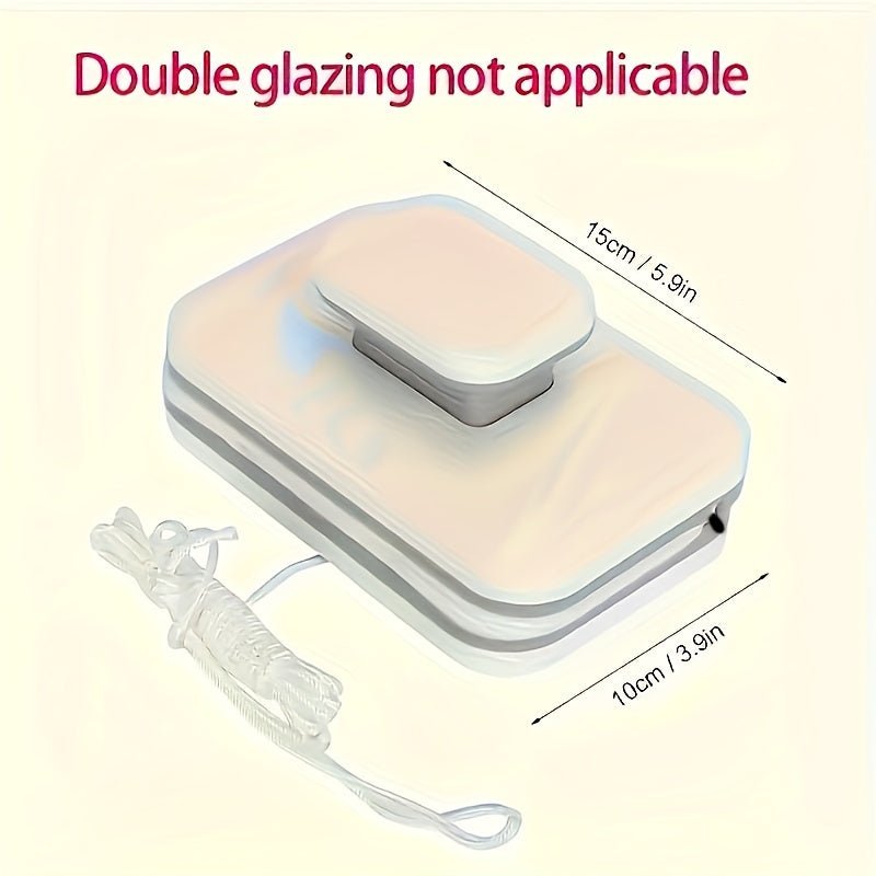 Magnetic Window Cleaner with Dual-Sided Pads and Safety String for Double Glazed  Glass