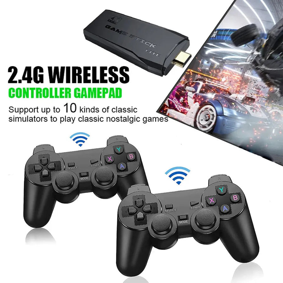 Mygametables HDMI 4K TV Game Stick Console, 64GB Retro Gaming System with Wireless Gamepads