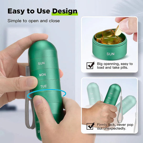 Mygametables Aluminum 7 Days Portable Pill Organizer for Travel