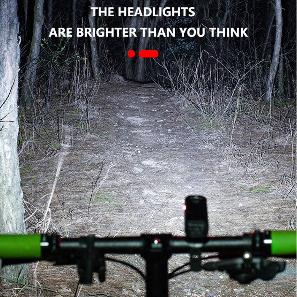 LED Bicycle Light Set with 1000 Lumen Headlight and Red Taillight, 6 Modes