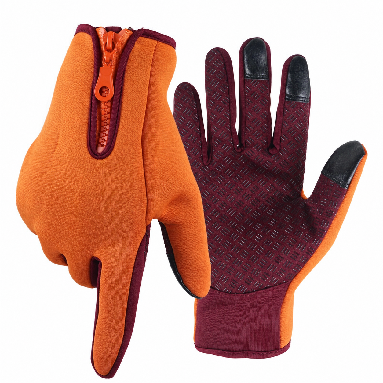 Touchscreen Winter Gloves with Conductive Fingertips and Silicone Grip