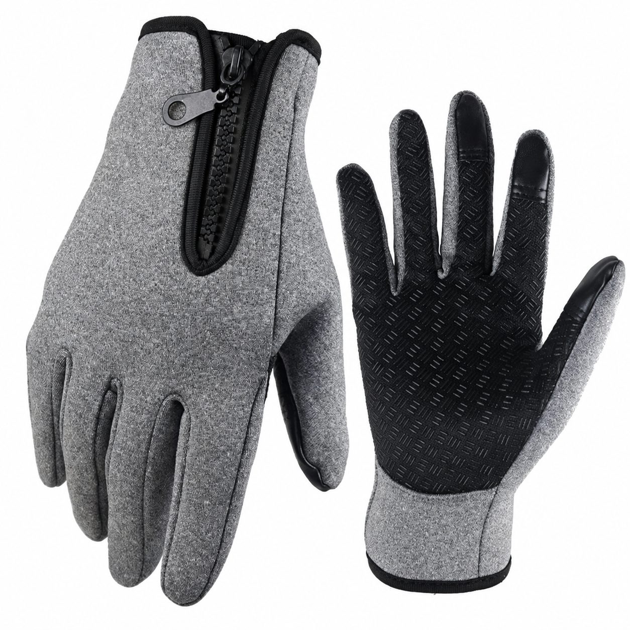 Touchscreen Winter Gloves with Conductive Fingertips and Silicone Grip