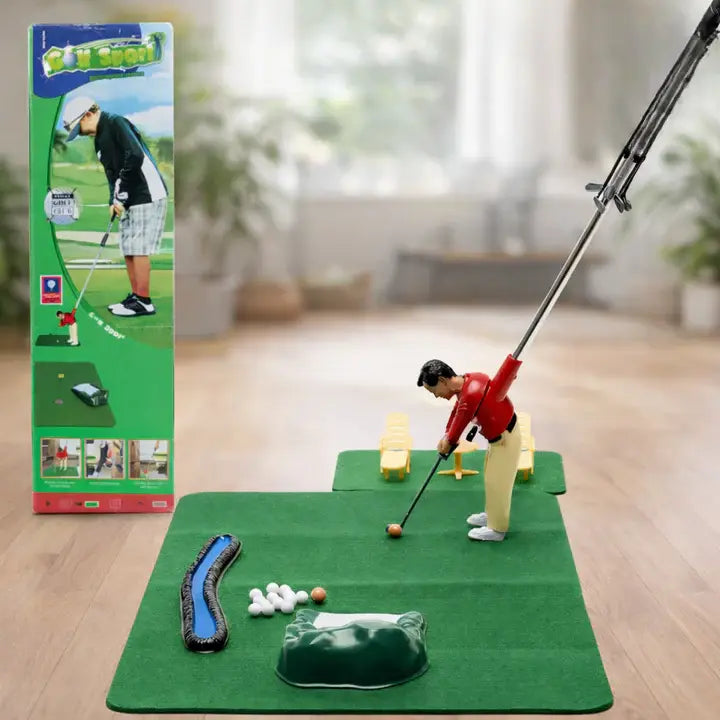 Indoor Mini Golf Set with 6 Clubs and Adjustable Course, Multiple Balls Included