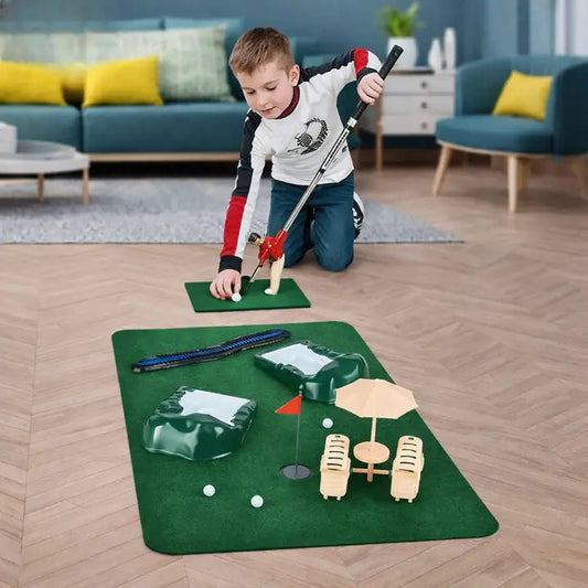 Indoor Mini Golf Set with 6 Clubs and Adjustable Course, Multiple Balls  Included