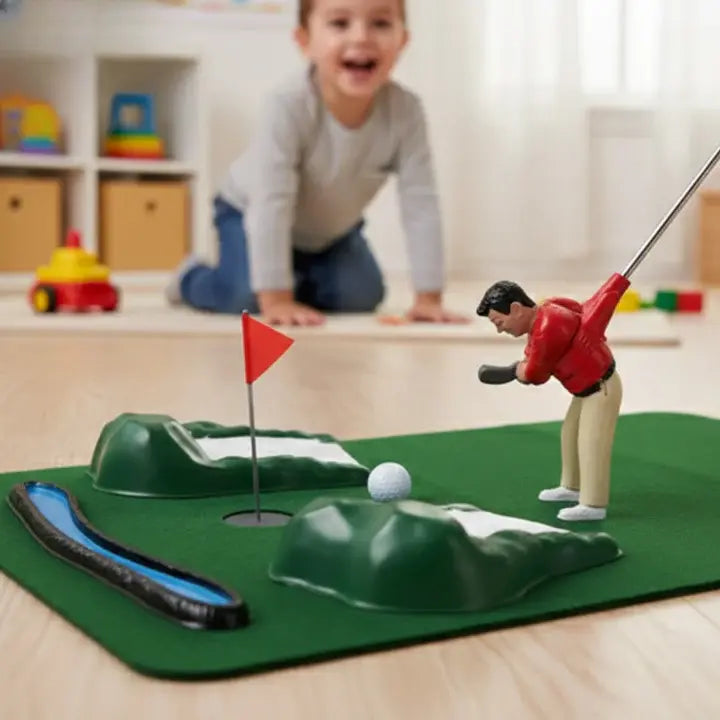 Indoor Mini Golf Set with 6 Clubs and Adjustable Course, Multiple Balls Included