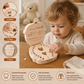Wooden Tooth Storage Box with Compartments and Writable Surface