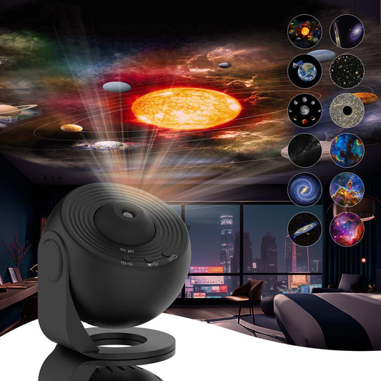 Rotating Galaxy Projector with 12 Film Discs and Manual Focus, Silent  Operation