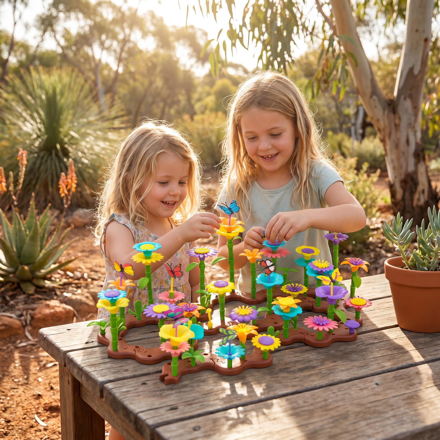 Flower Pegging Game with Multiple Peg Shapes and Color Variety