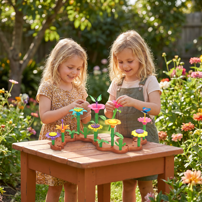 Flower Pegging Game with Multiple Peg Shapes and Color Variety