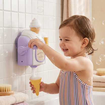 Ice Cream Bubble Maker Bath Toy with Suction Cup and Battery Operation