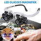 Hands-Free Magnifier Headset with Pivoting LED Lights and Three Interchangeable Lenses