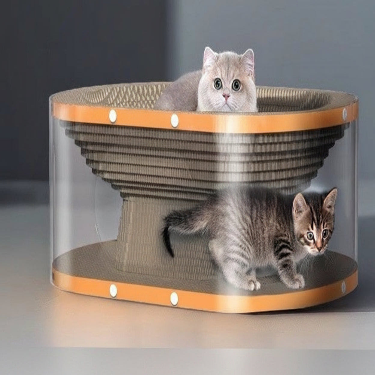 Cat Scratching Board with Corrugated Cardboard and Raised Nest Resting Area