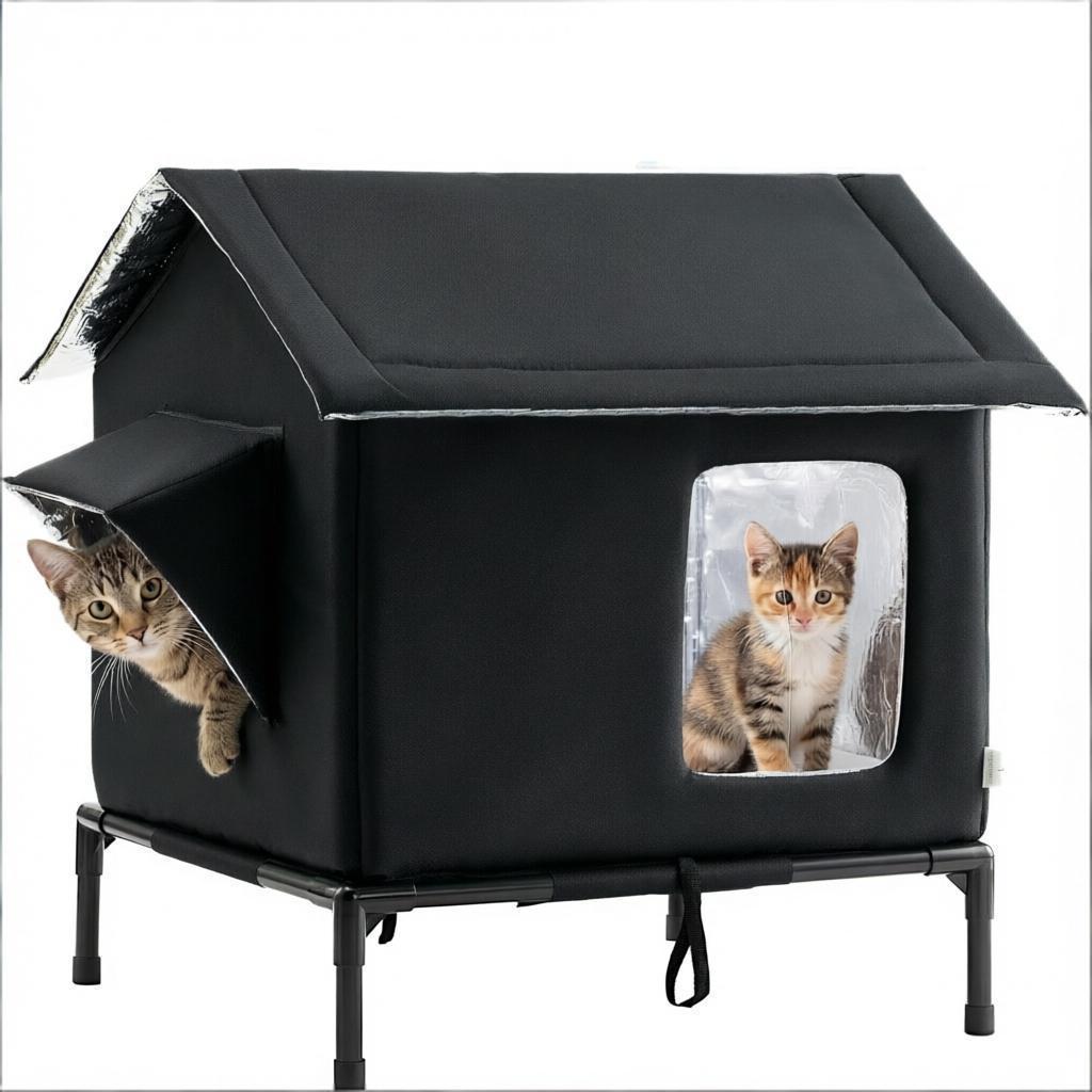 Raised Pet Bed with Moisture-Shedding Fabric and Stainless Steel Frame for Cats and Small Dogs