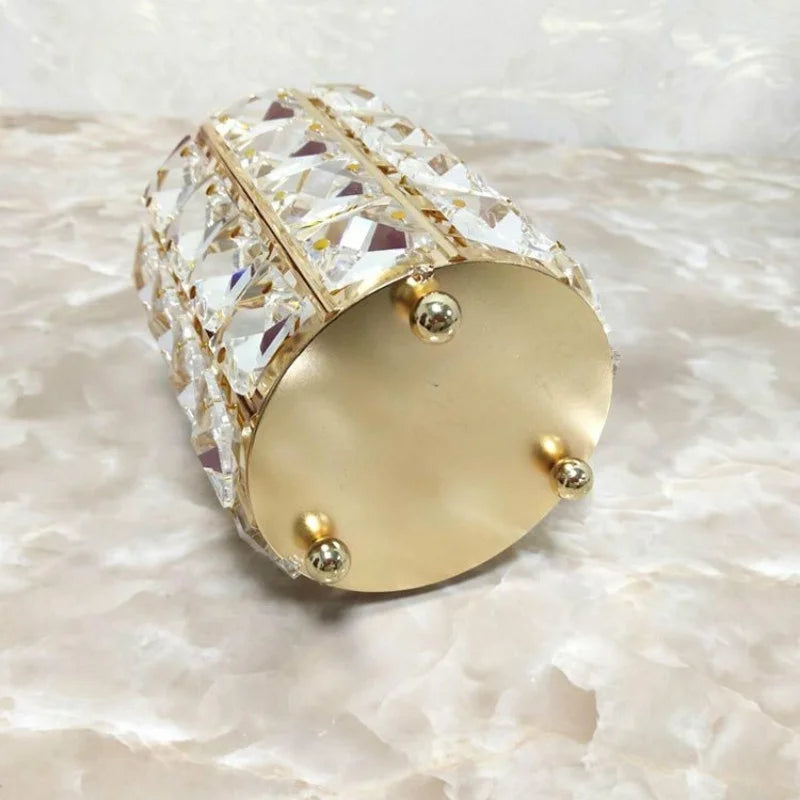 Makeup Brush Holder with Crystal Beads and Stainless Steel Frame, Gold or Silver