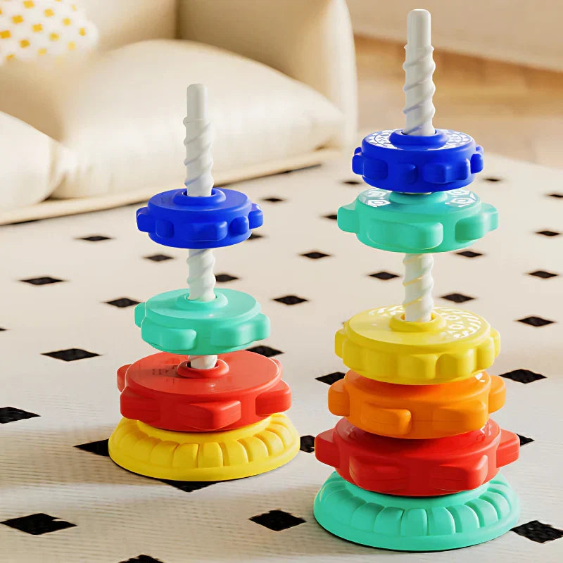 Spinning Stacking Tower Toy with Multiple Colors and Shapes for Kids