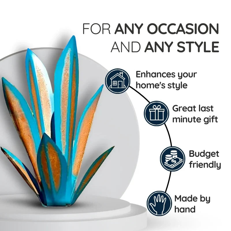 Metal Agave Plant Decorative Accent with Rust Finish and Weather Resistant Coating