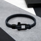 Men's Nautical Double Strand Black Matt D-Shackle & Rope Bracelet