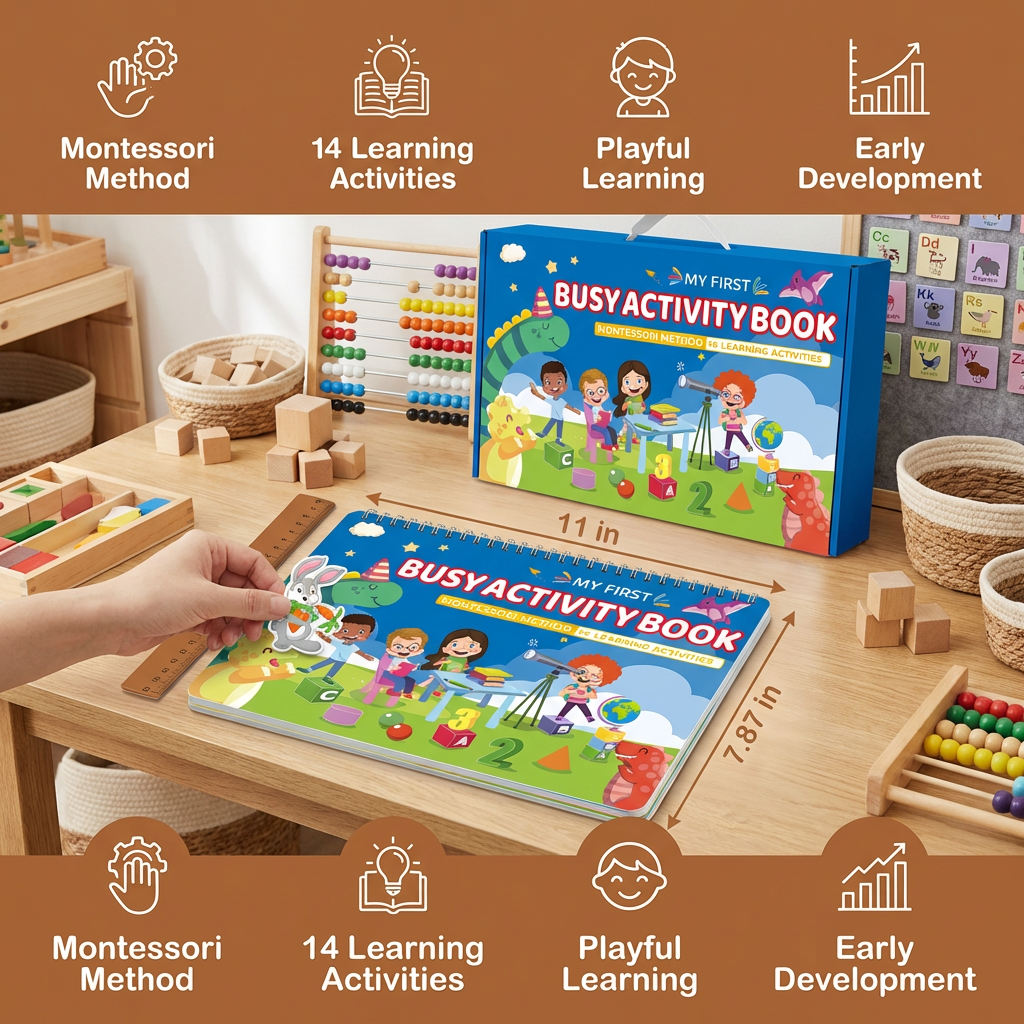 Interactive Activity Book with Matching Pieces and Color Learning for Kids