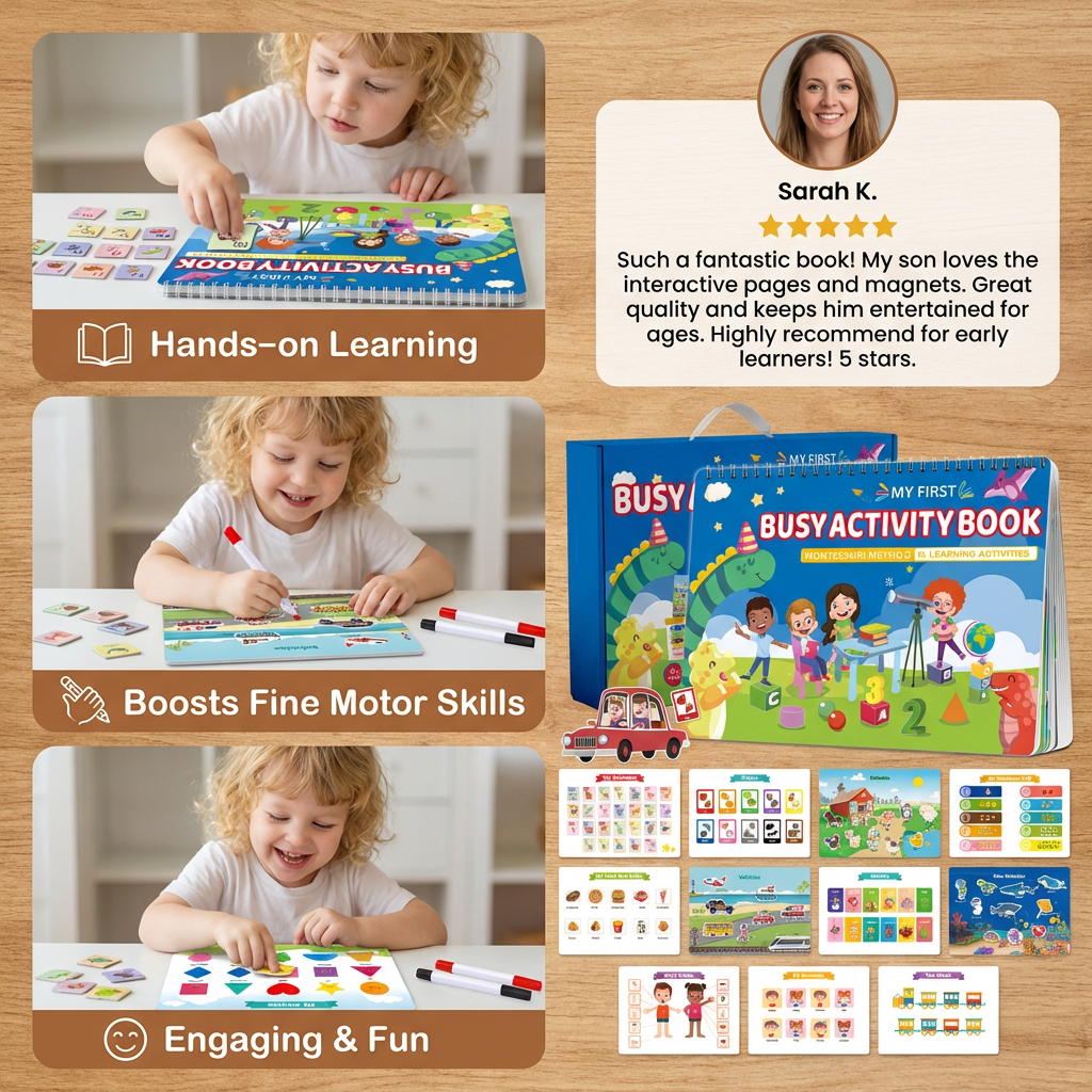 Interactive Activity Book with Matching Pieces and Color Learning for Kids