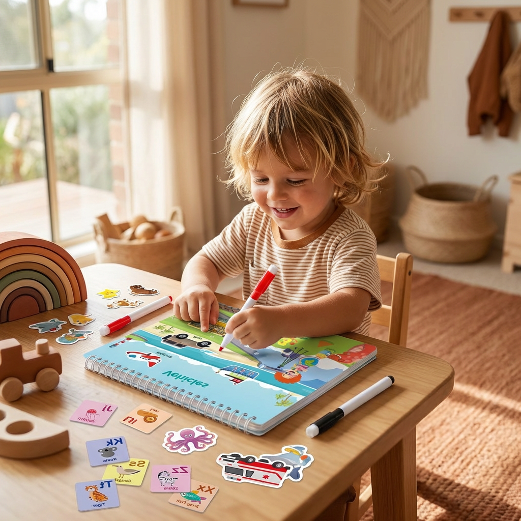 Interactive Activity Book with Matching Pieces and Color Learning for Kids