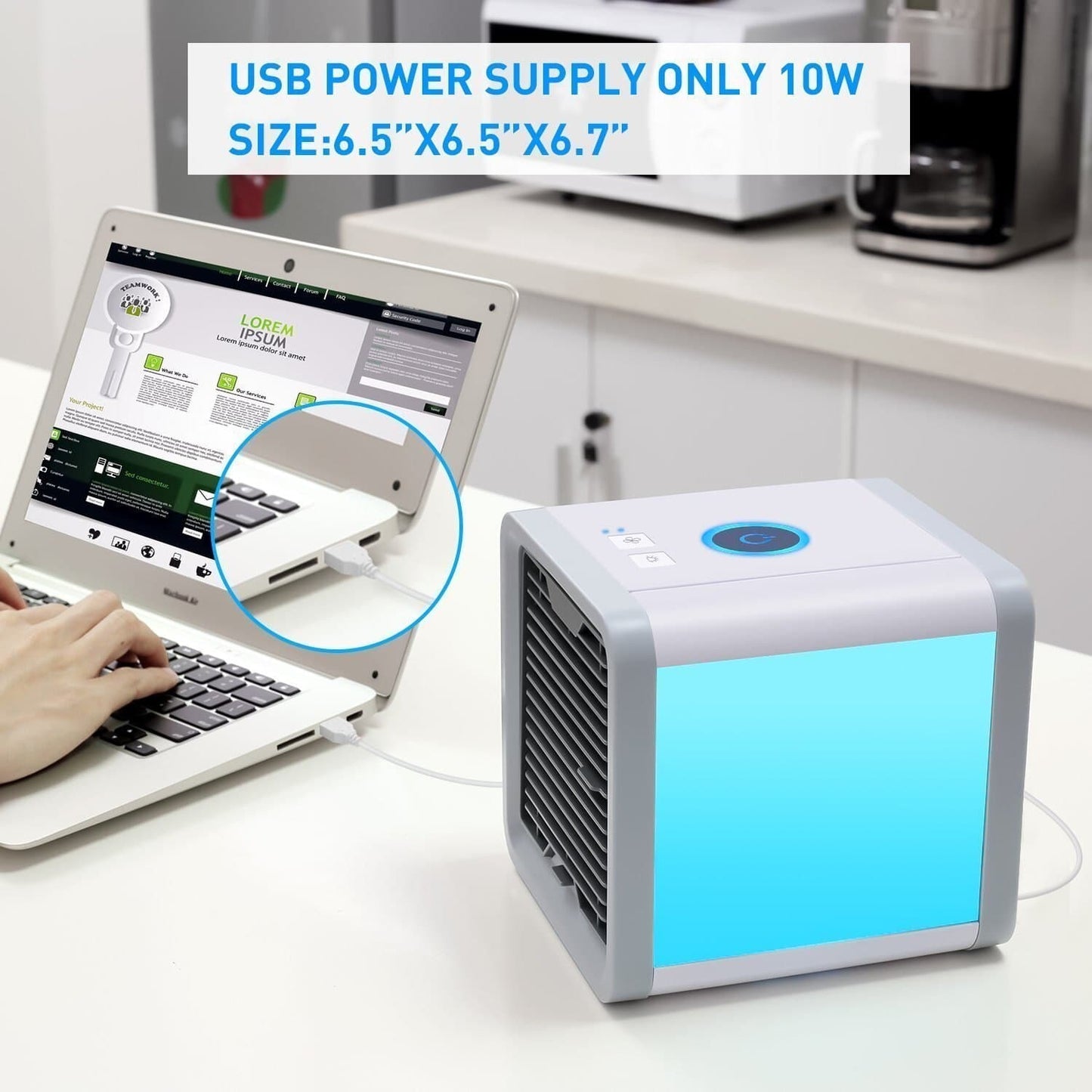 Portable Air Cooler with Humidifier and Air Purifier, 500ml Tank