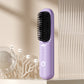 Rechargeable Hair Straightener Brush with Ceramic Teeth and Ion Release, Travel Pouch