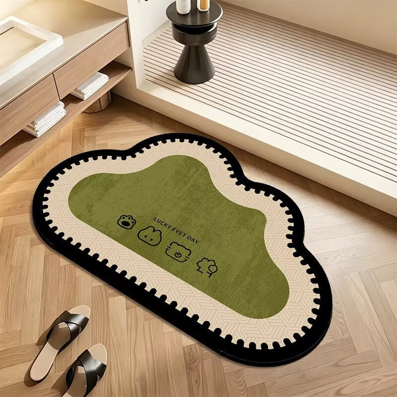 Patterned Edge Rug with Non-Slip Backing and Plush Material