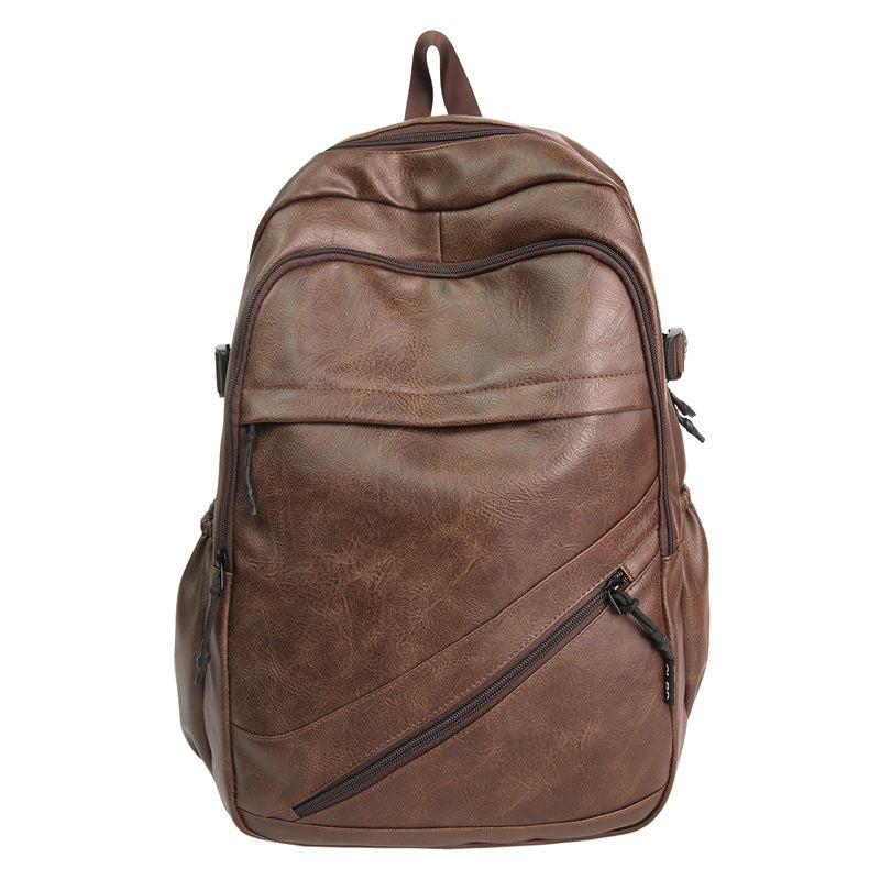 Leather Backpack with Multiple Compartments and Padded Straps for Laptops