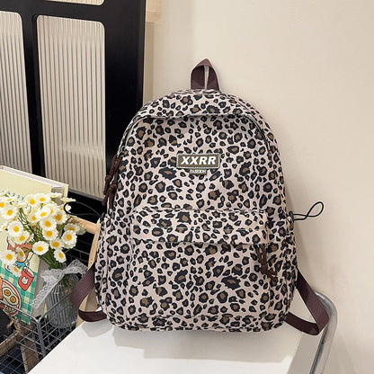 Animal Print Backpack with Padded Straps and Dual Compartments