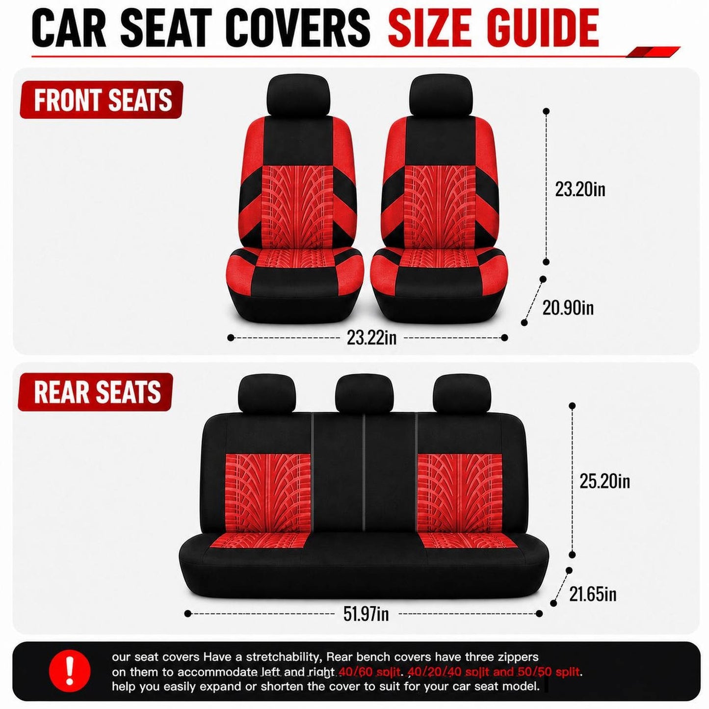 Universal Car Seat Covers for 5 Seats, Breathable Fabric Front and Rear Protectors, Airbag Compatible, Fits Cars Trucks SUVs and Vans