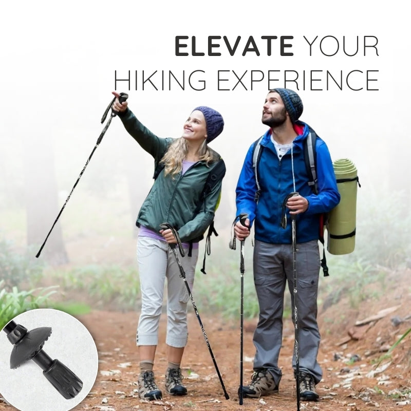 Folding Trekking Stick with Alloy Steel Shaft and Textured Grip Handle