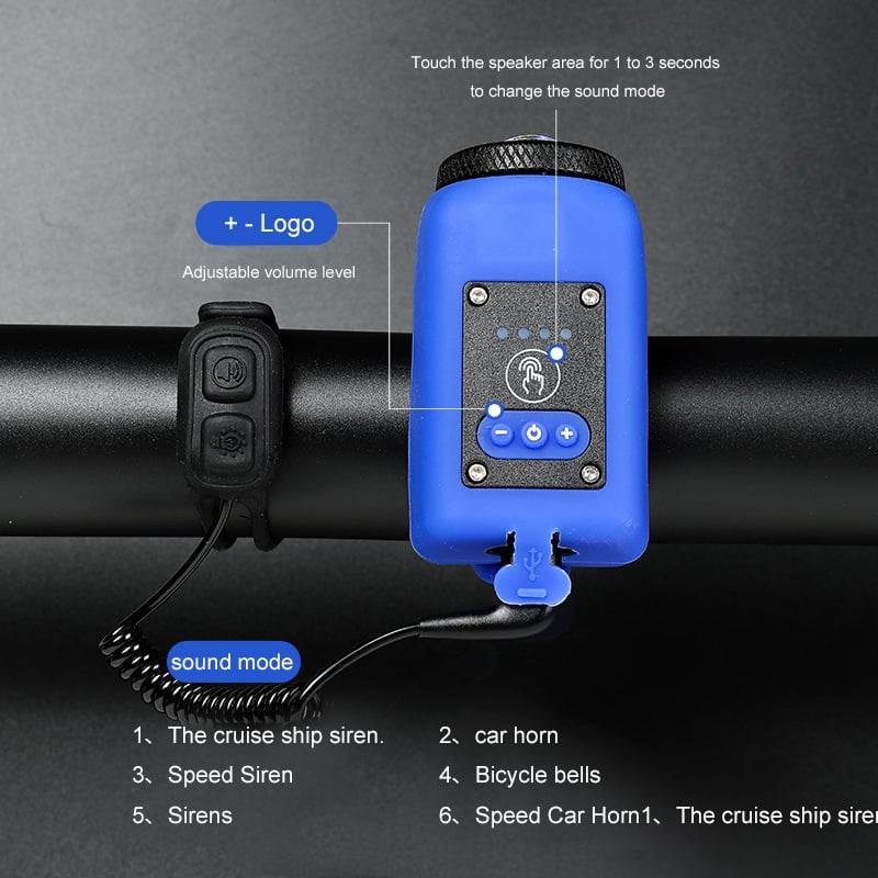 Bicycle Light and Horn with 110dB Alert and Remote Control
