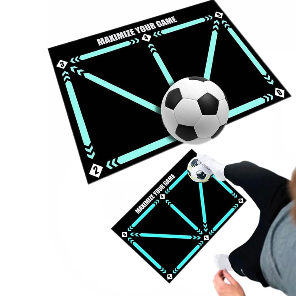 Soccer Training Mat with Numbered Grid and Elastic Cord for Footwork Drills