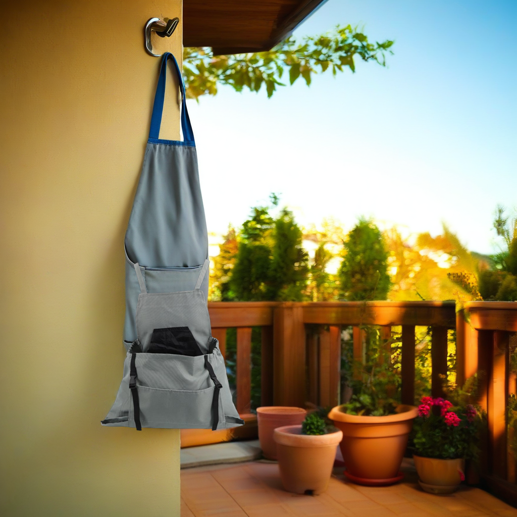 Water Resistant Garden Apron with Cross Back Straps and Dual Pockets, Adjustable Fit