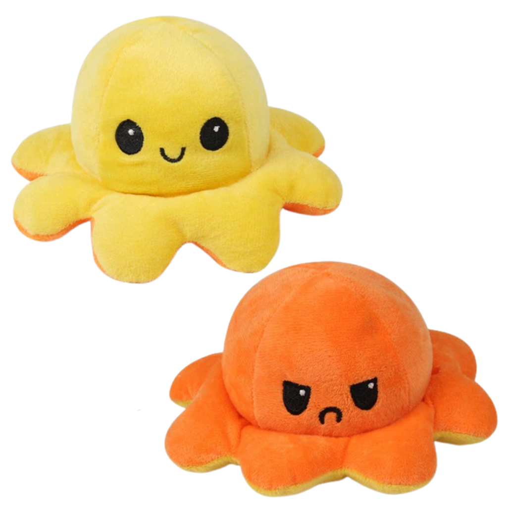Flip Octopus Plush with Dual Expressions and Color Changing Faces