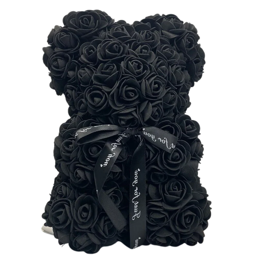 Foam Rose Teddy Bear with Ribbon Neck Detail and Dust Resistant Material