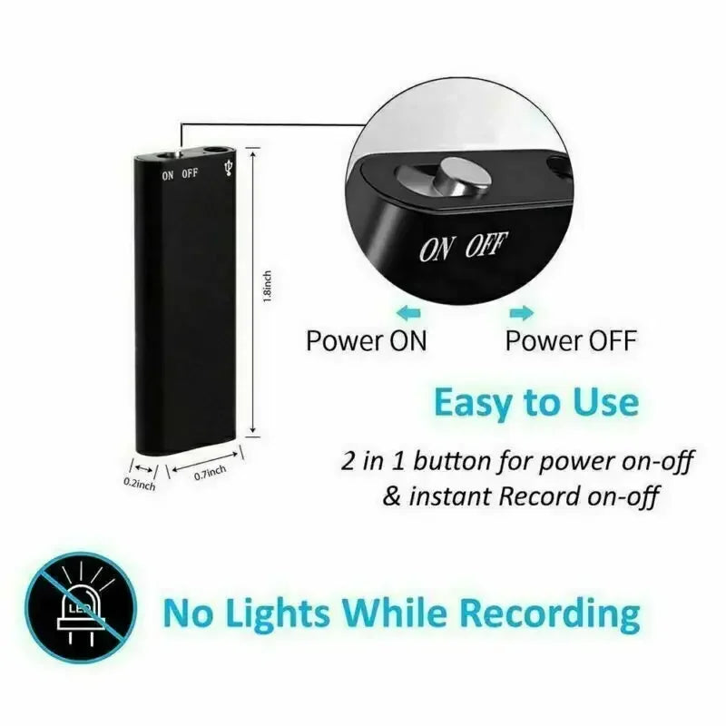 Voice Activated Audio Recorder with 8GB Storage and Magnetic Mount