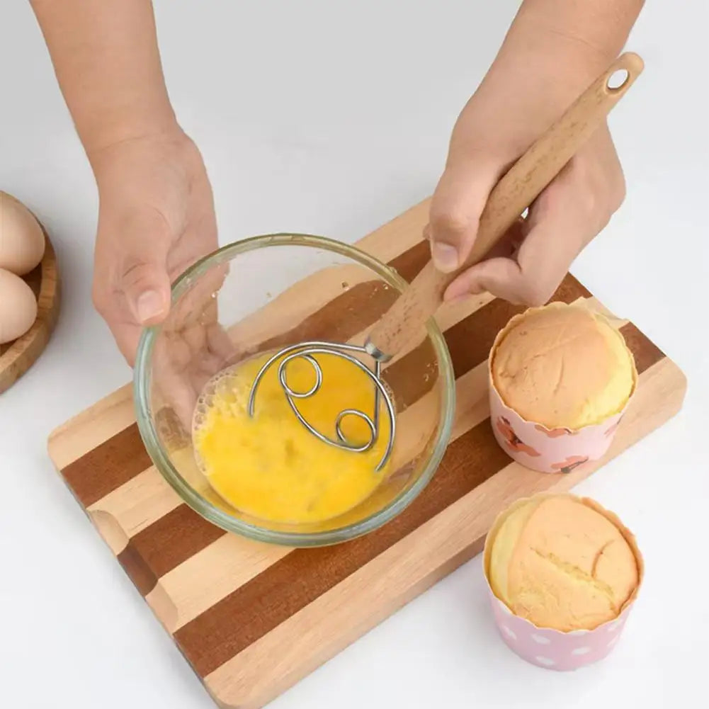 Bread Dough Whisk with Open Coil Design and Beechwood Handle