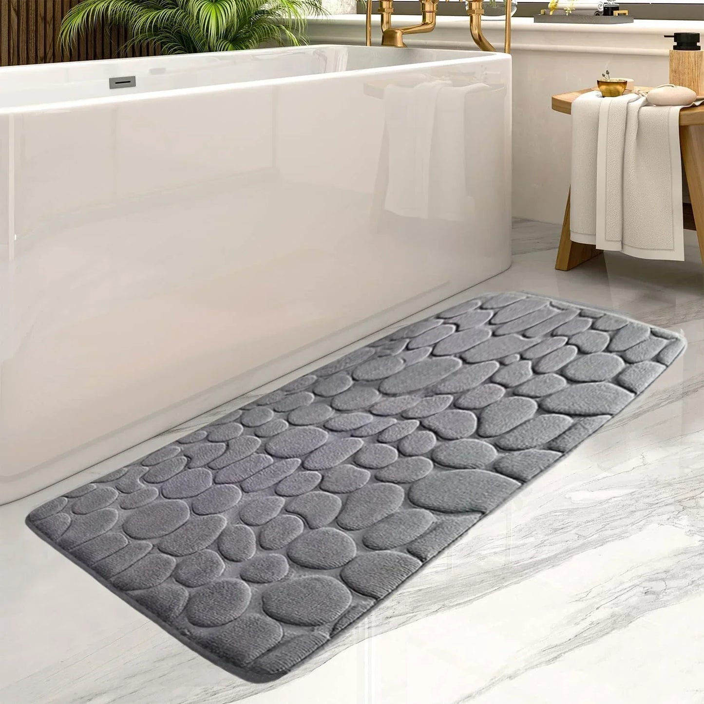 Microfiber Bath Mat with Latex Grip Backing and Fast Drying, 24x36 Inches