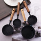 Measuring Cup and Spoon Set with Engraved Markings and Wooden Handles, 8-Piece