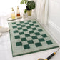 Checkered Microfiber Bath Mat with Black and White Pattern, Machine Washable