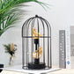 Warm White Fairy Light Birdcage Lamp with Metal Frame and Bird Accent