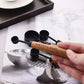 Measuring Cup and Spoon Set with Engraved Markings and Wooden Handles, 8-Piece