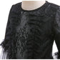 Girls Evil Queen Cosplay Dress with Lace Ruffle Details and Mid Calf Length, Ages 4-6