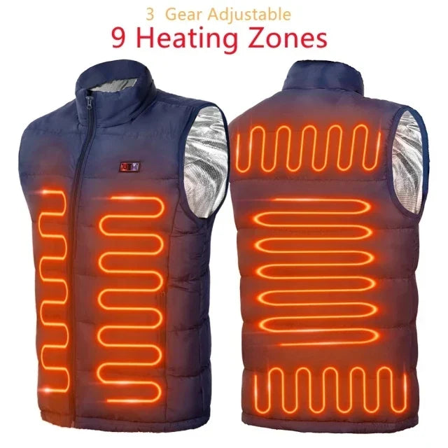 Heated Vest with 9 Heating Zones and USB Power Connection for Outdoor Activities