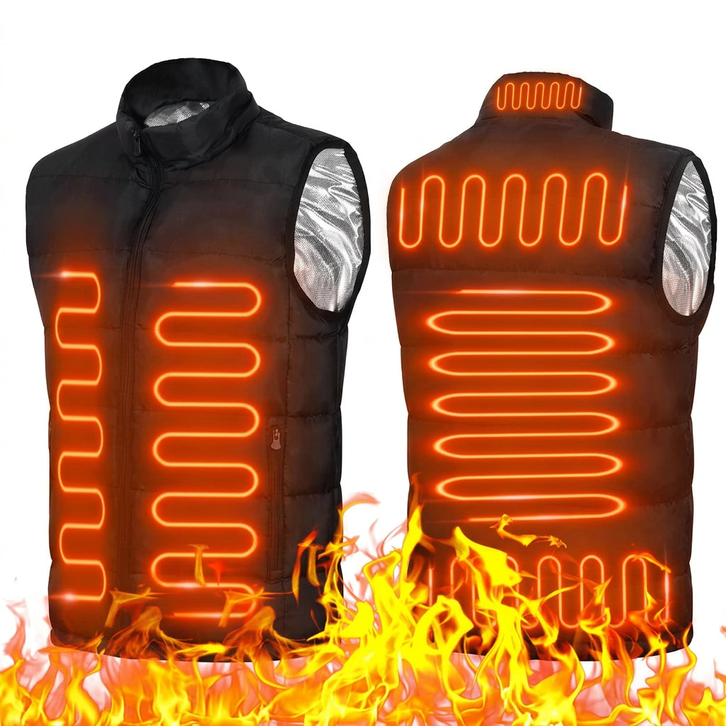 Heated Vest with 9 Heating Zones and USB Power Connection for Outdoor Activities